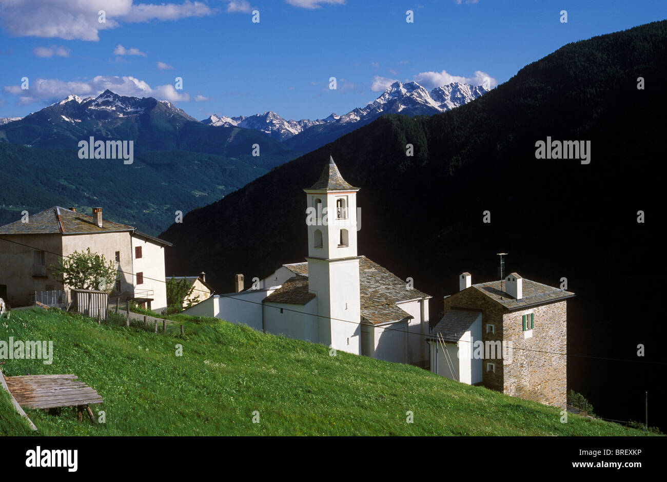 Viano, Val Poschiavo, Graubuenden, Switzerland, Europe Stock Photo