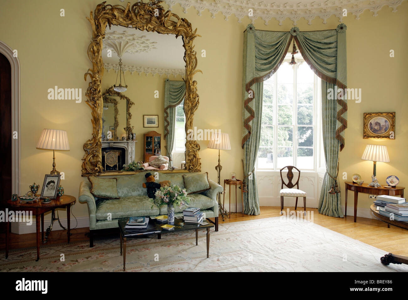 Living room, Prideaux Place Manor, Padstow, Cornwall, South England, Great Britain, Europe Stock Photo