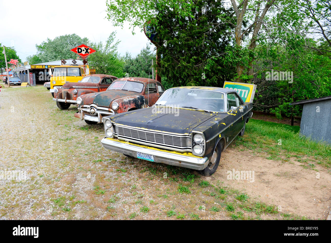 Antique Cars and Gas Signs at Nostalgia Gift Shop Rolla Missouri along
