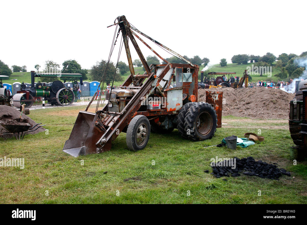 vintage tractor digger farm or road use uk Stock Photo Alamy