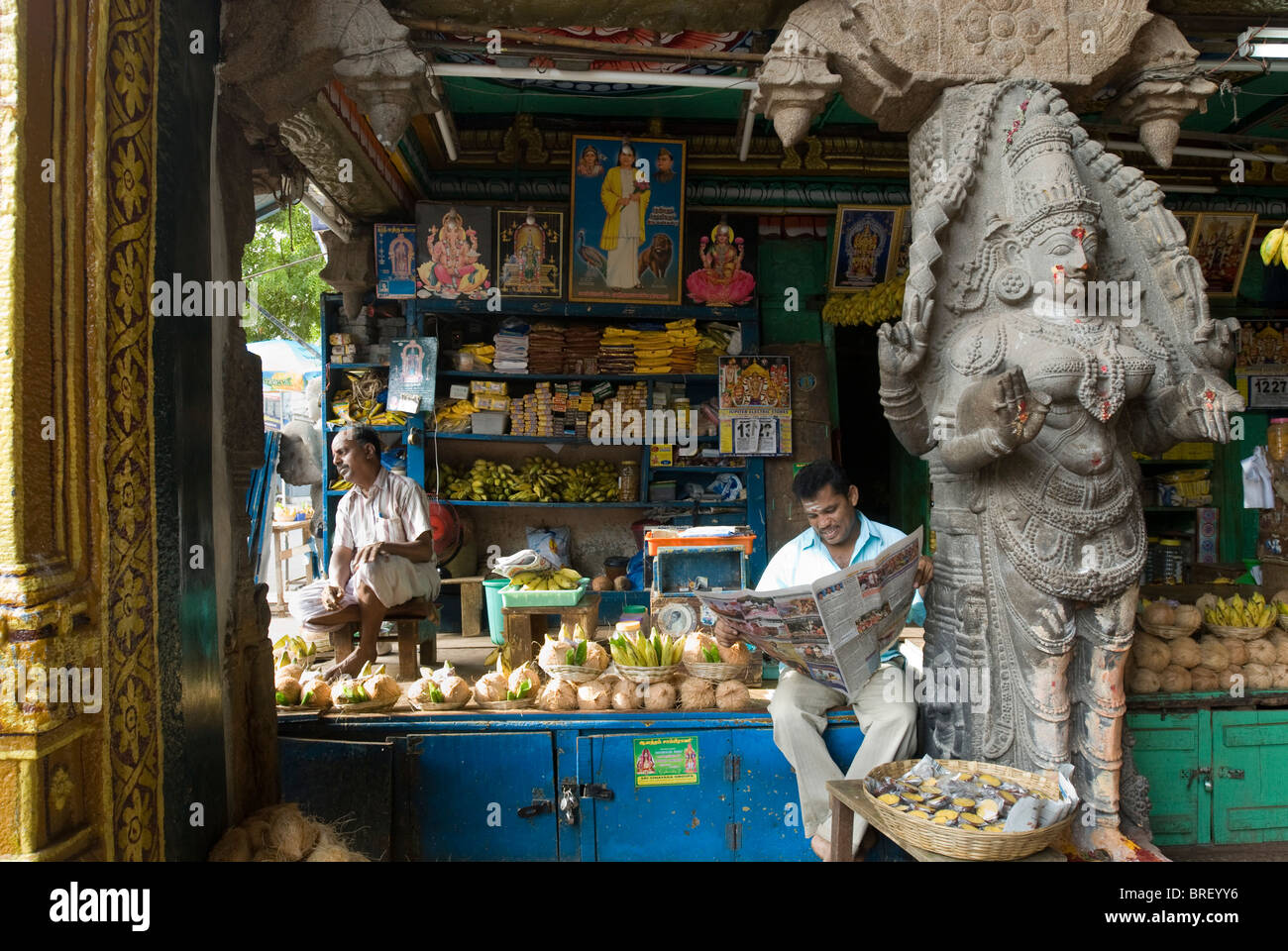 Shop at Ashta Sakthi Mandapa in Meenakshi temple ; Madurai ; Tamil Nadu Stock Photo