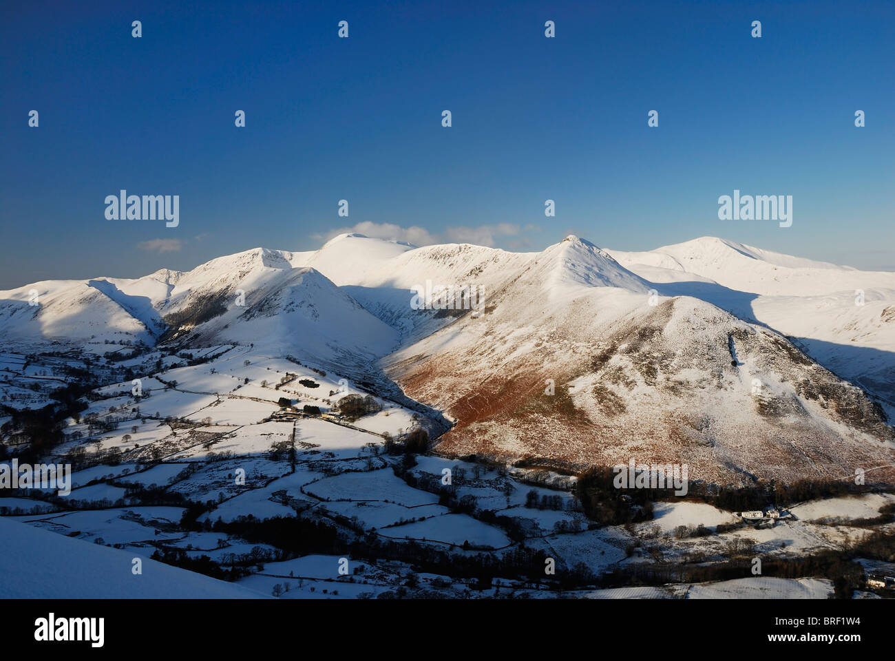 Derwent Fells and the Newlands Valley in winter, English Lake District Stock Photo