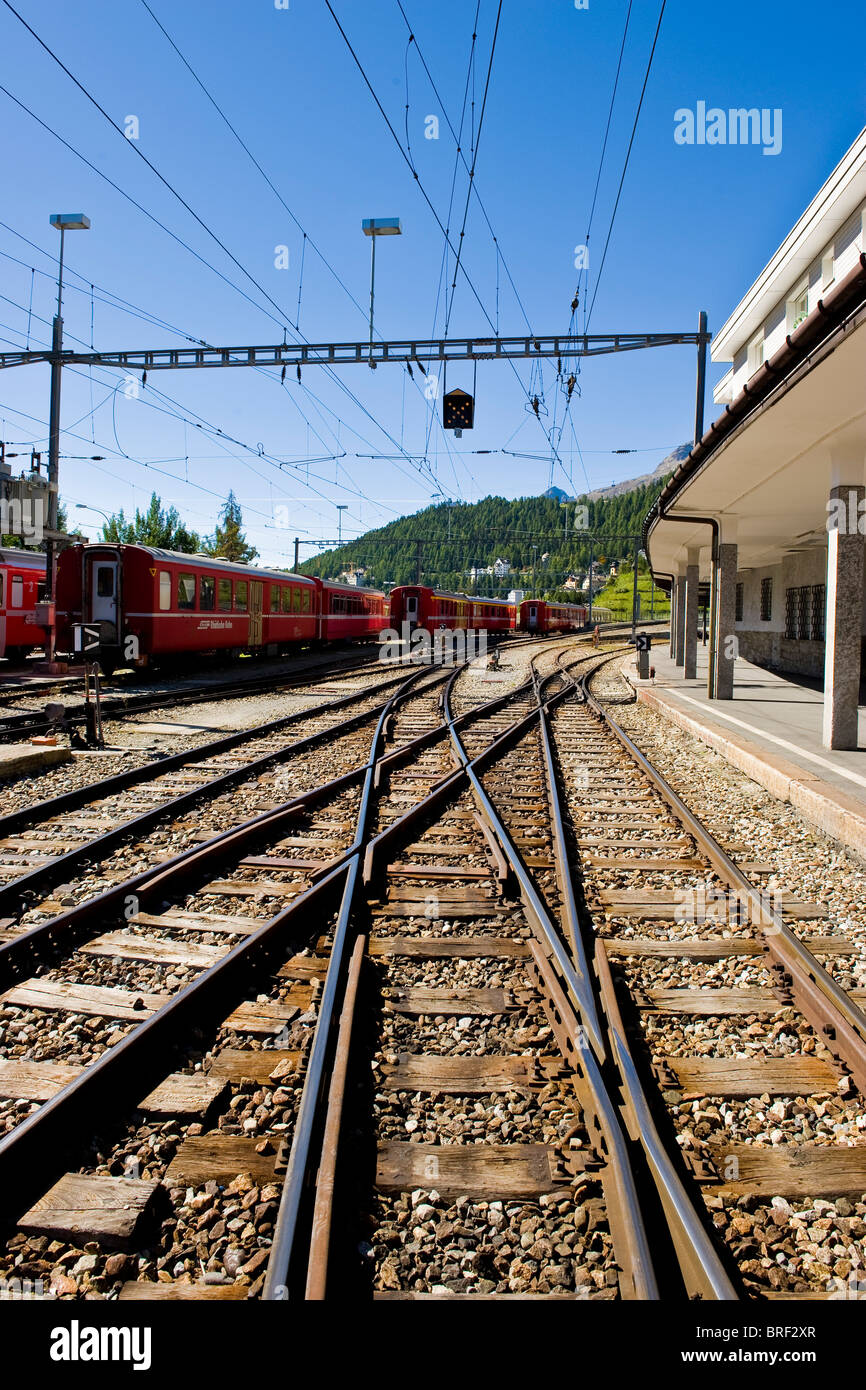 Railway station, St. Moritz, Switzerland Stock Photo Alamy