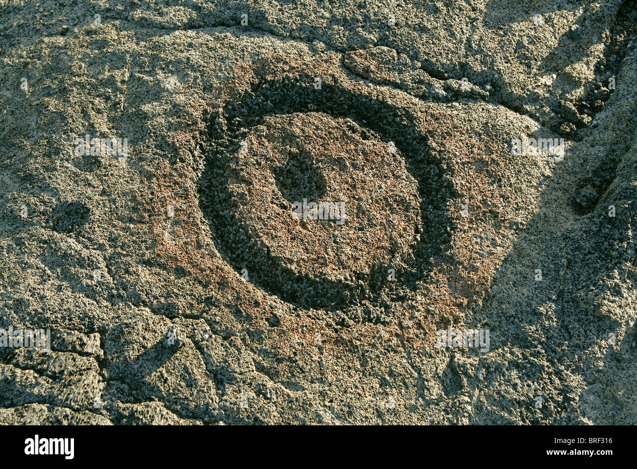 Petroglyph, Pu'u Loa Petroglyph Trail Stock Photo