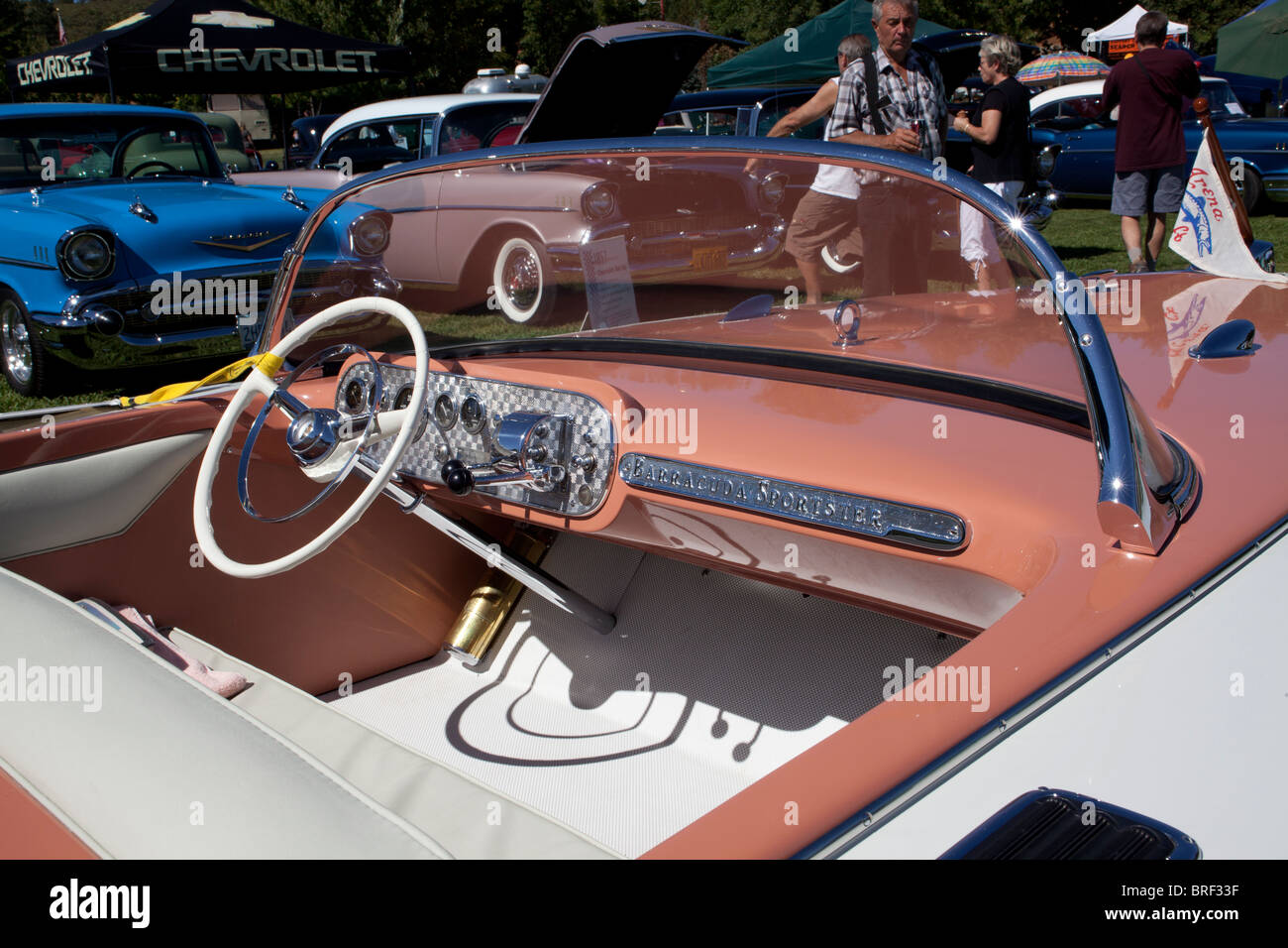 A 1955 Arenacraft Barracuda Sportster boat at the 2010 Ironstone Concours D'elegance Stock Photo