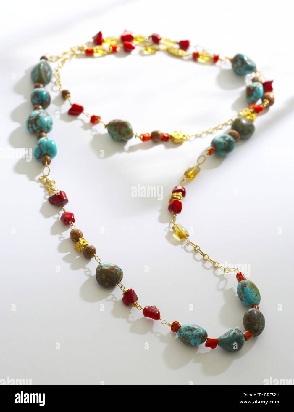 Necklace with gold chain made of semi 