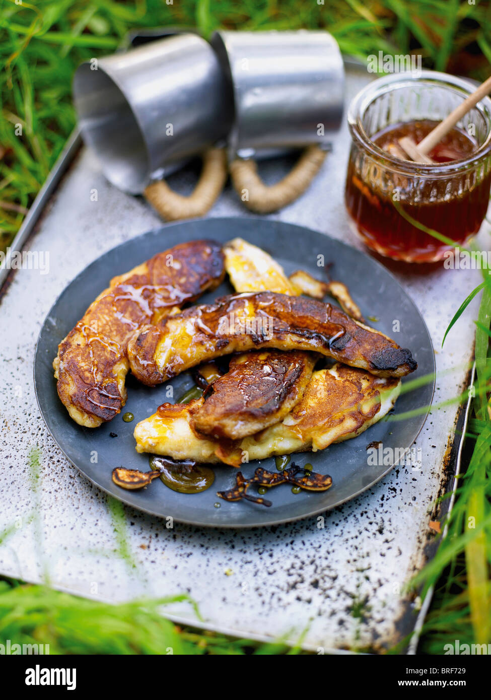 Baked bananas for camp cooking Stock Photo Alamy