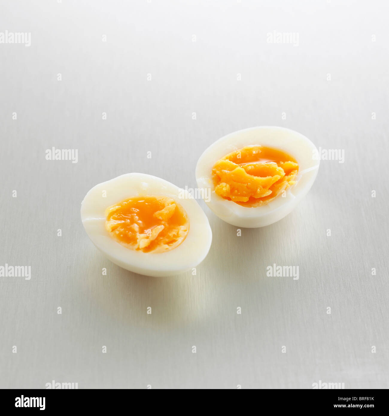 Two half soft boiled egg Stock Photo