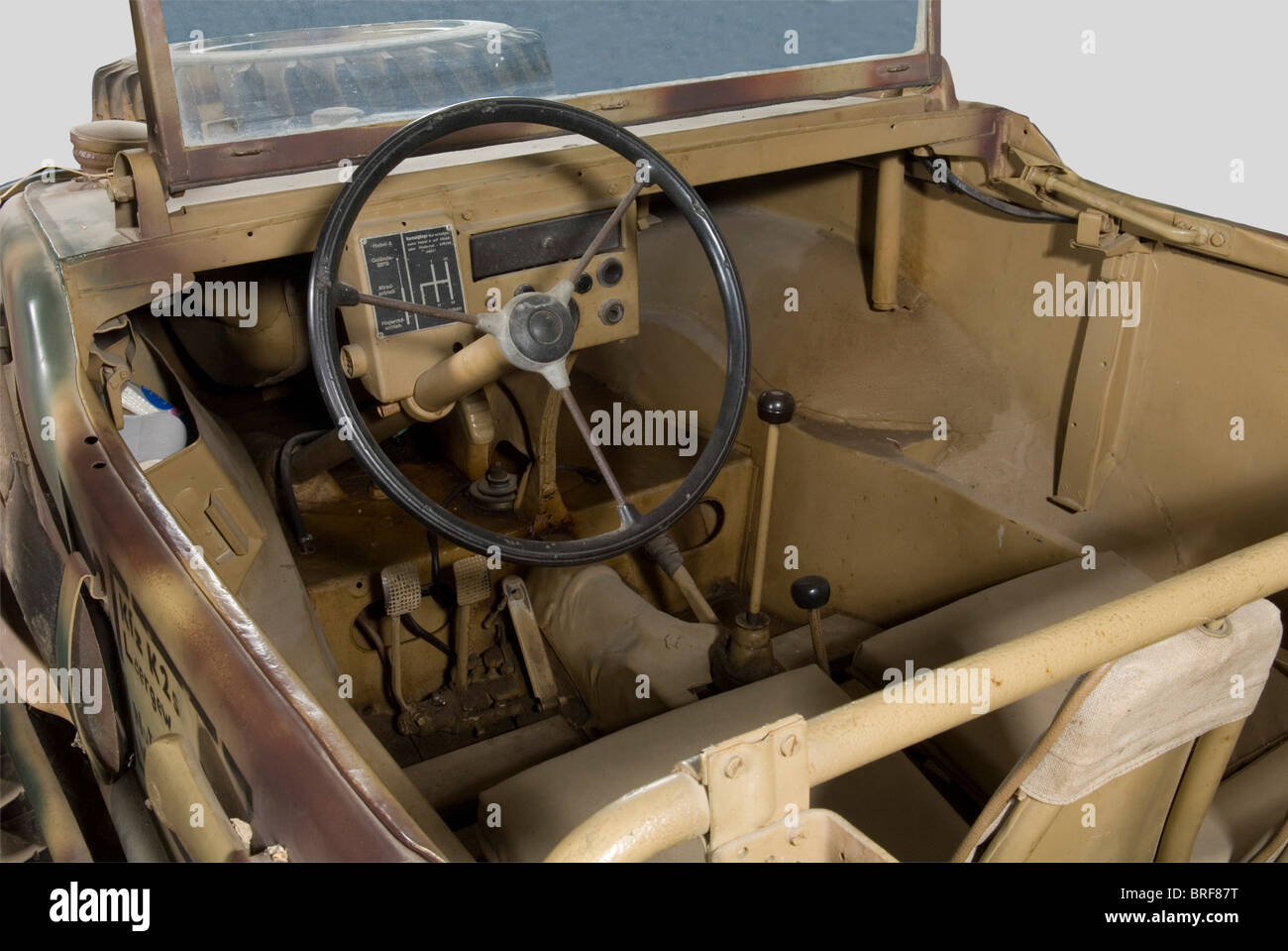 A Schwimmwagen 166, Already in 1940, the German army asked Ferdinand Porsche to construct a low maintenance, low cost vehicle for paratroops. Thus the Schwimmwagen was born. With a total weight of 900 kilos, its obstacle clearing ca historic, historical, 1930s, 20th century, object, objects, stills, clipping, clippings, cut out, cut-out, cut-outs, Stock Photo