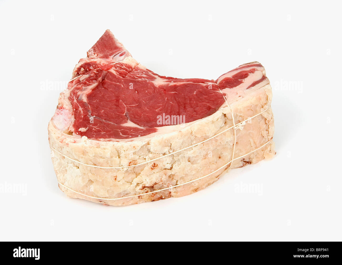 Sirloin steak on white background, close-up Stock Photo