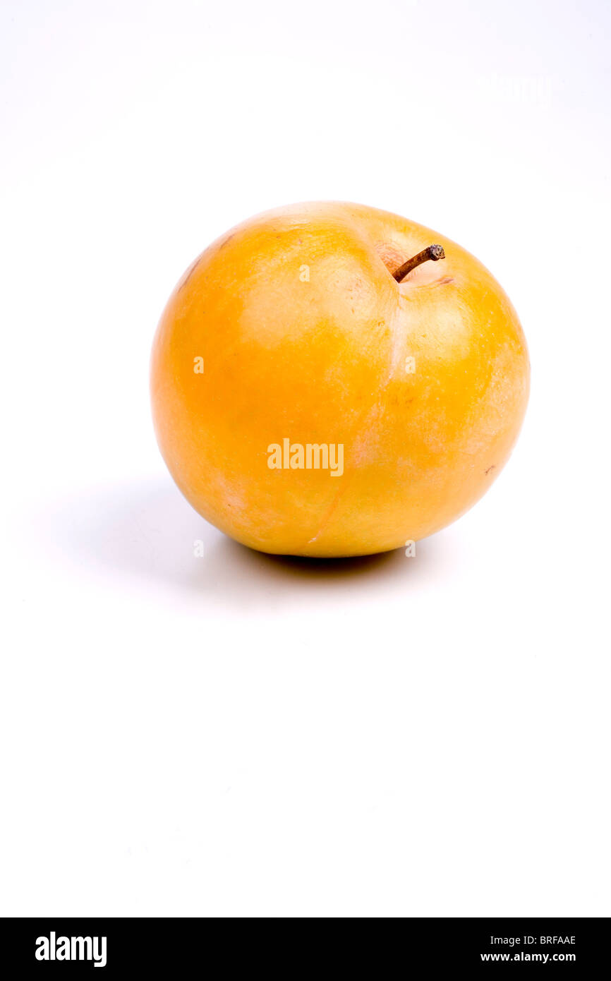 Yellow plum against white background Stock Photo - Alamy