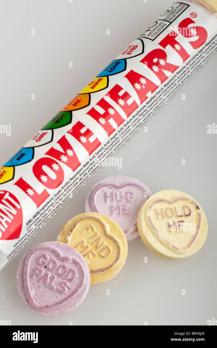 Packet of Swizzels Matlow giant love hearts sweets Stock Photo