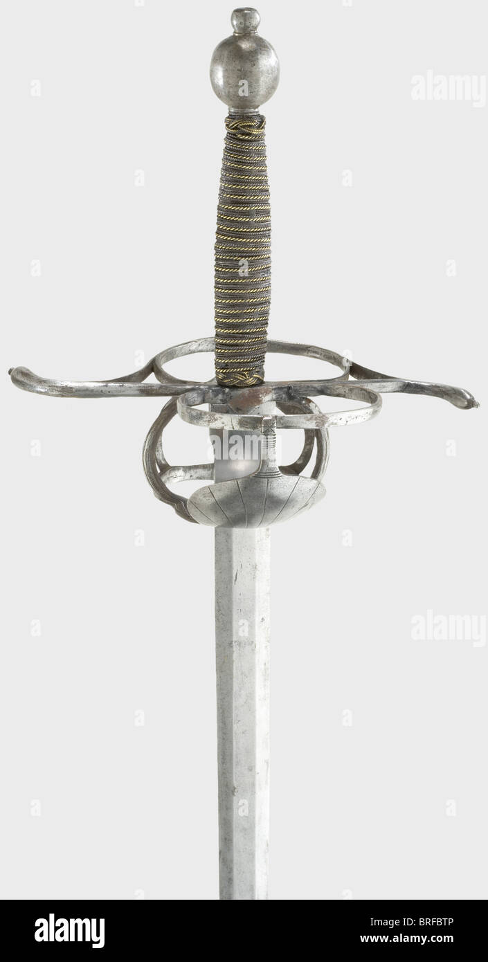 A German handandahalf sword, circa 1580. Doubleedged (restored) blade of flattened hehagonal