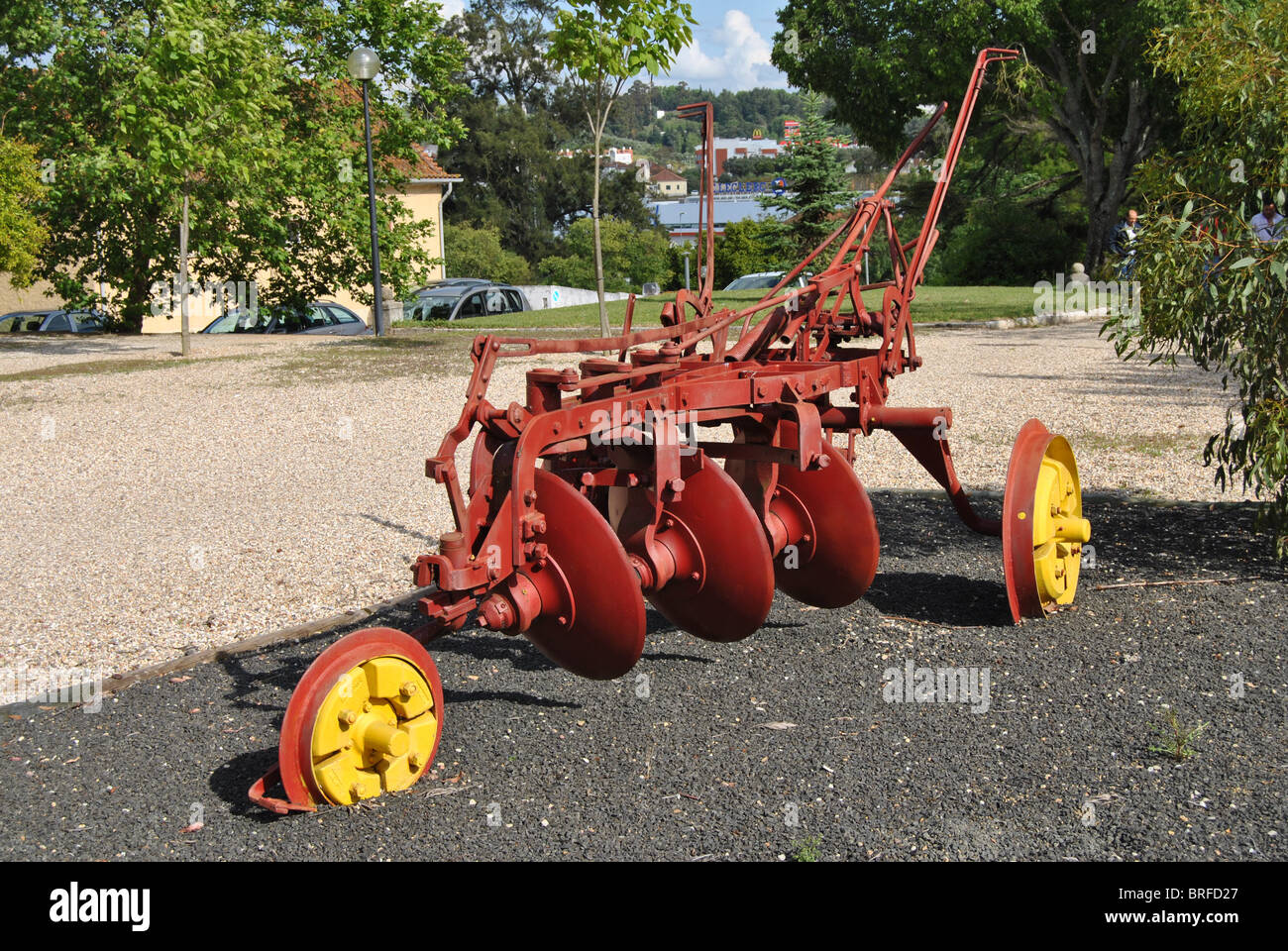 Plow machine at Agrarian School, Santarém, Portugal Stock Photo - Alamy