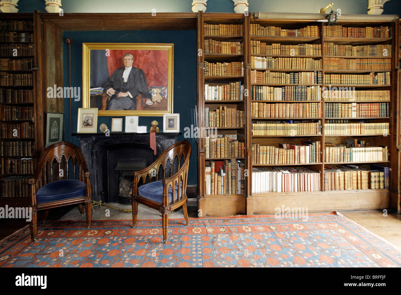 Library, Prideaux Place Manor, Padstow, Cornwall, South England, Great Britain, Europe Stock Photo