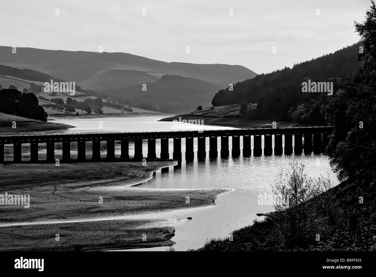 aqueduct across ladybower dam Derbyshire england uk Stock Photo
