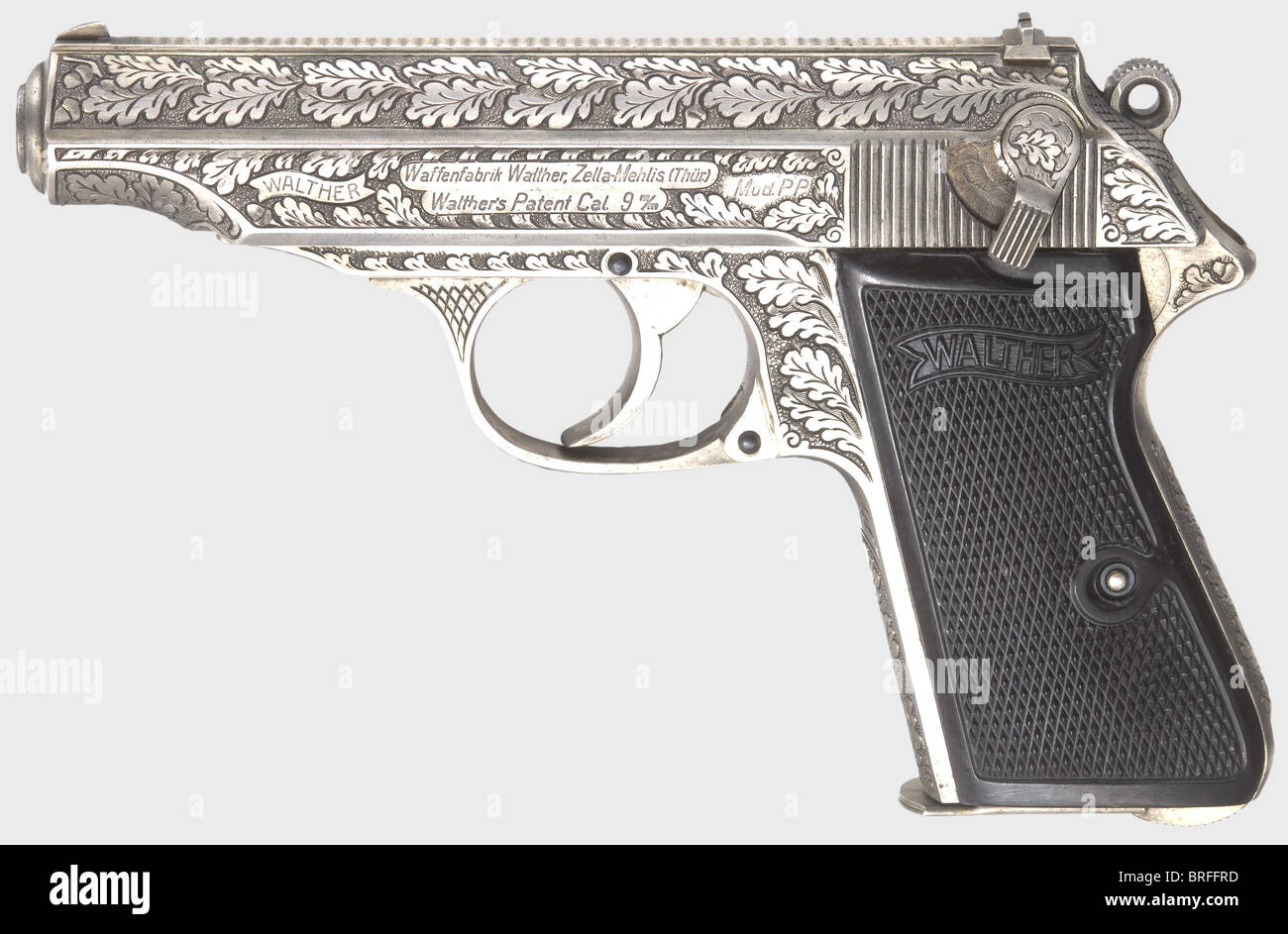 A Walther PP ZM, engraved, silverplated, calibre 9 mm short, no