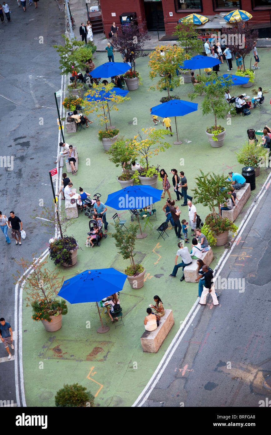 A public space in the Brooklyn neighborhood of Dumbo during the 14th Annual Art Under the Bridge Festival Stock Photo