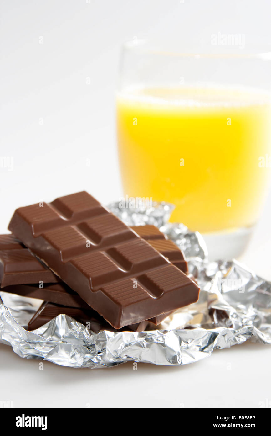 Chocolate and orange juice Stock Photo Alamy