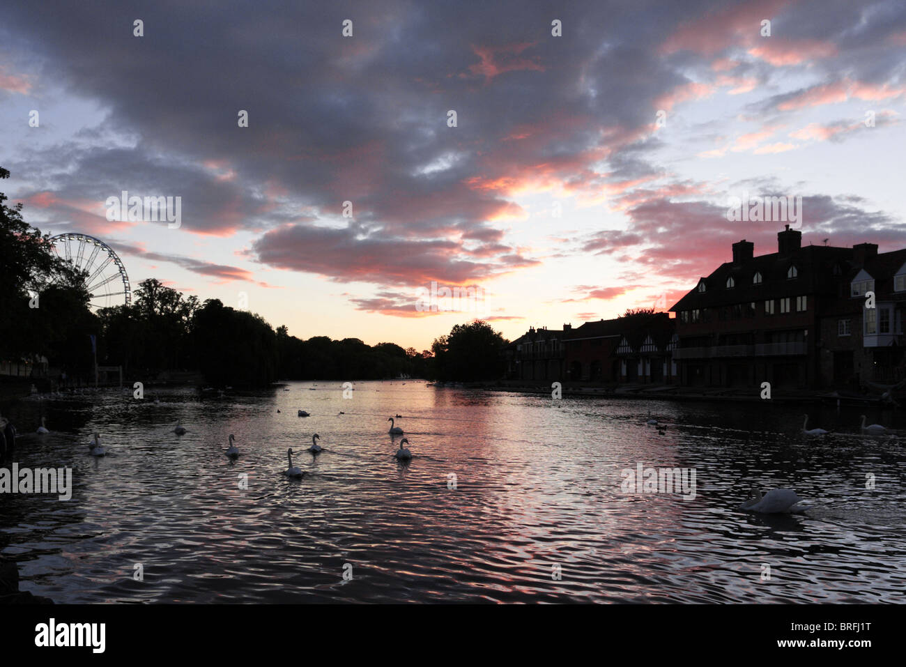 Sunset on the River Thames at Windsor in Berkshire, England Stock Photo