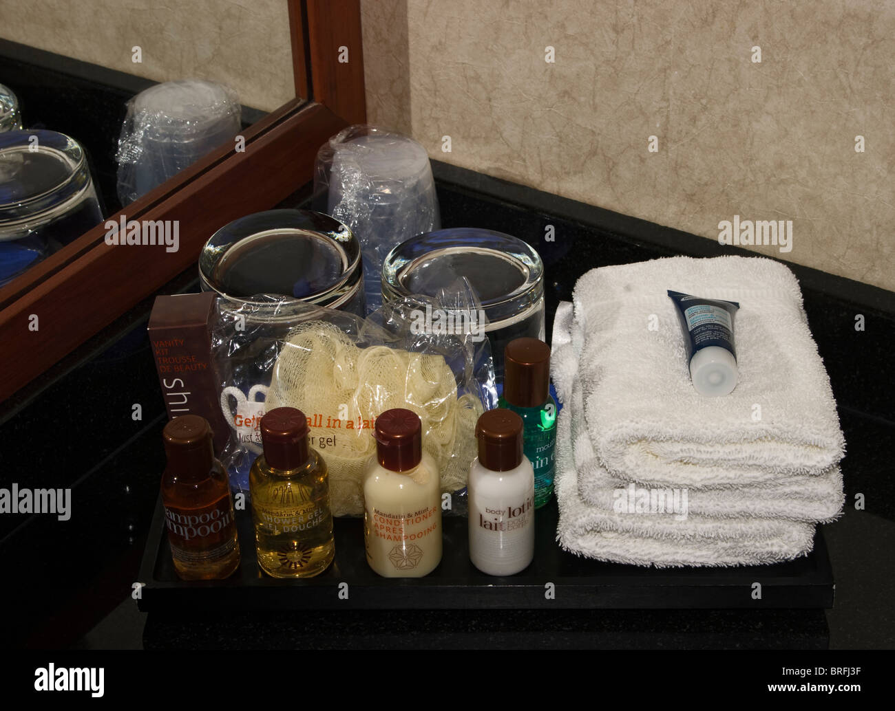 Hotel bathroom toiletries Stock Photo Alamy