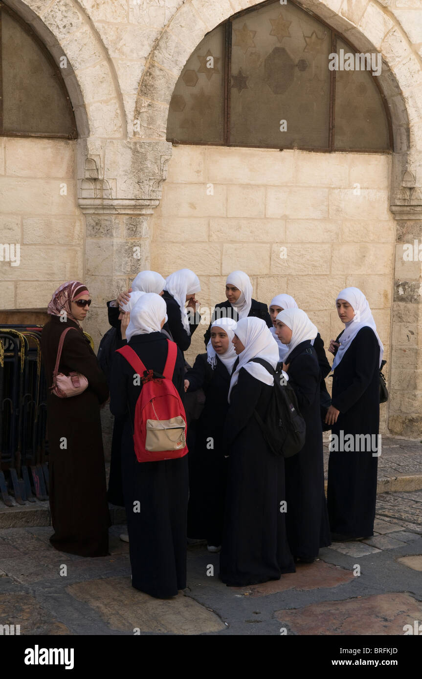 Arab schoolgirls in the old city of Jerusalem Stock Photo