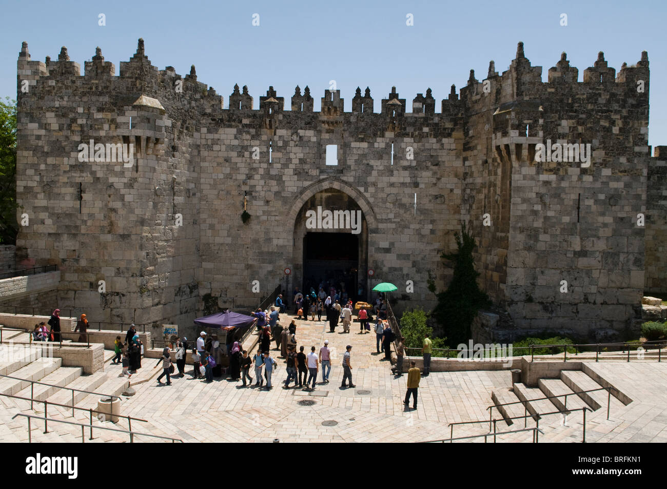The Damascus Gate entering the old city of Jerusalem Stock Photo Alamy