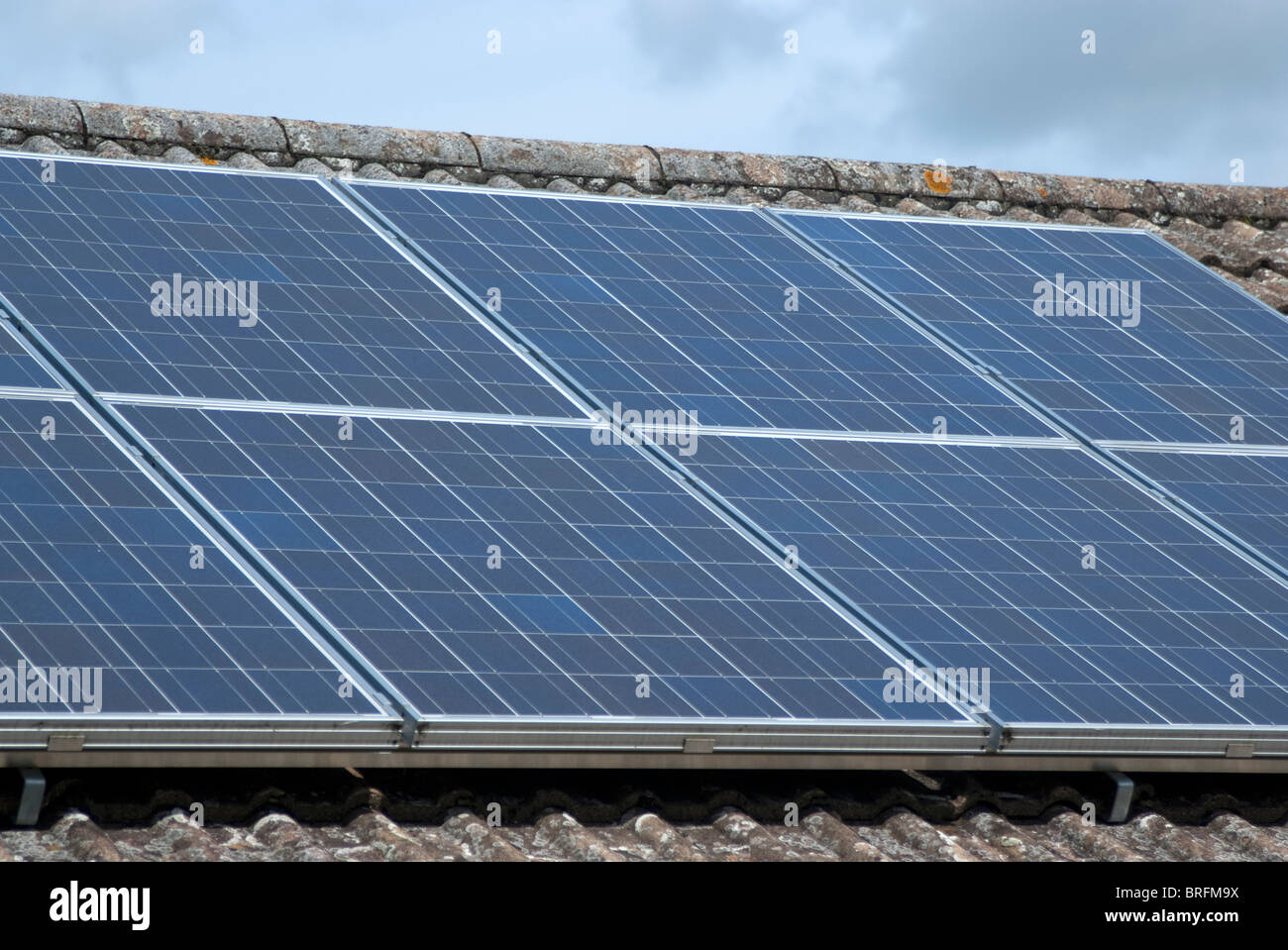 Solar Electricity Panels on domestic house roof Stock Photo Alamy