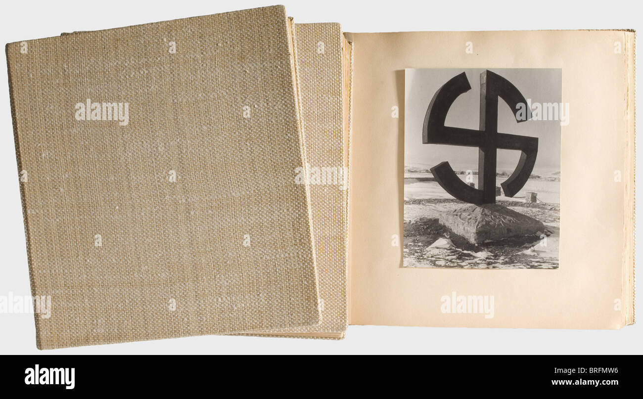 Three photograph albums from Panzer Regiment 5,of the 'Viking' Division,presumably originating from the estate of I Battalion commander SS-Sturmbannführer Paul Kümmel. One flysheet is handwritten in felt pen and entitled 'Front Operations of I/SS-Panzer Rgt. 5 'Wiking' and III/SS-PzGren. Rgt 9 'Germania' armoured halftrack battalion - Commanding Officer Sturmbannführer Paul Kümmel'. L historic,historical,1930s,20th century,Waffen-SS,armed division of the SS,armed service,armed services,NS,National Socialism,Nazism,Third Reich,German Reich,Germany,Additional-Rights-Clearences-Not Available Stock Photo
