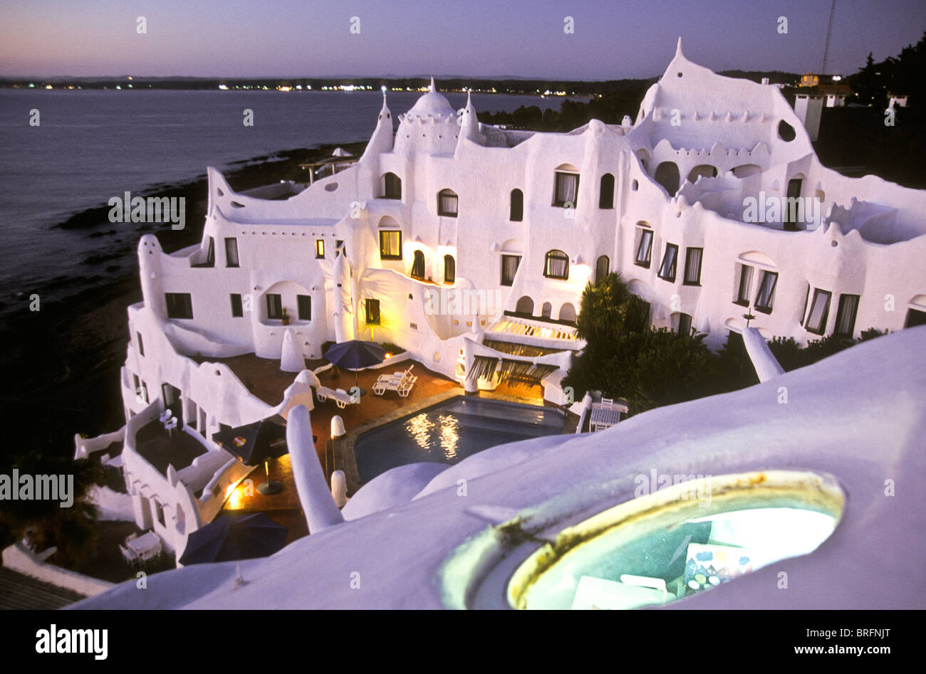 Casapueblo, home and hotel of the famous Uruguayan artist Carlos Paez Villaró, whom also design it, Punta del Este, Uruguay Stock Photo