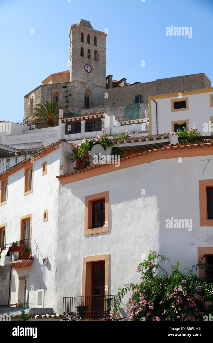 Detail view of the Ibiza old Town ( Dalt Vila ) parade ground Stock Photo