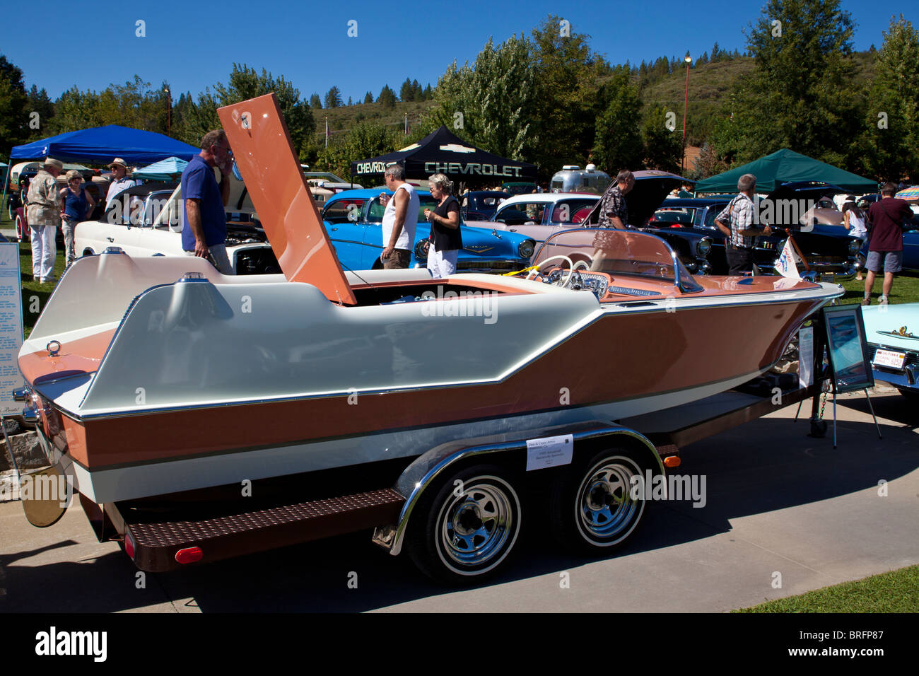 A 1955 Arenacraft Barracuda Sportster boat at the 2010 Ironstone Concours D'elegance Stock Photo
