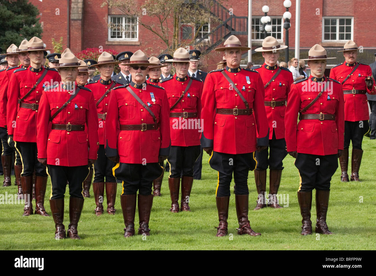Royal Canadian Mounted Police at Annual Police officers Memorial service-Victoria, British Columbia, Canada. Stock Photo