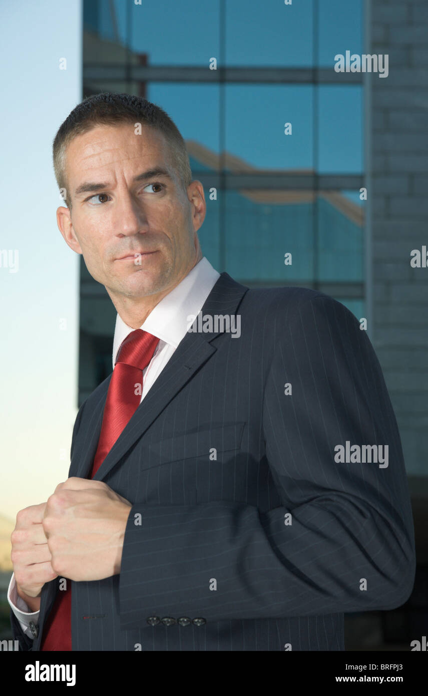 tough looking man in a suit, business concept Stock Photo