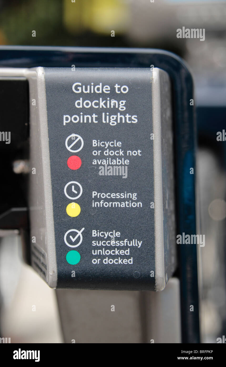 Close up of the guide to docking point lights on a docking station, of