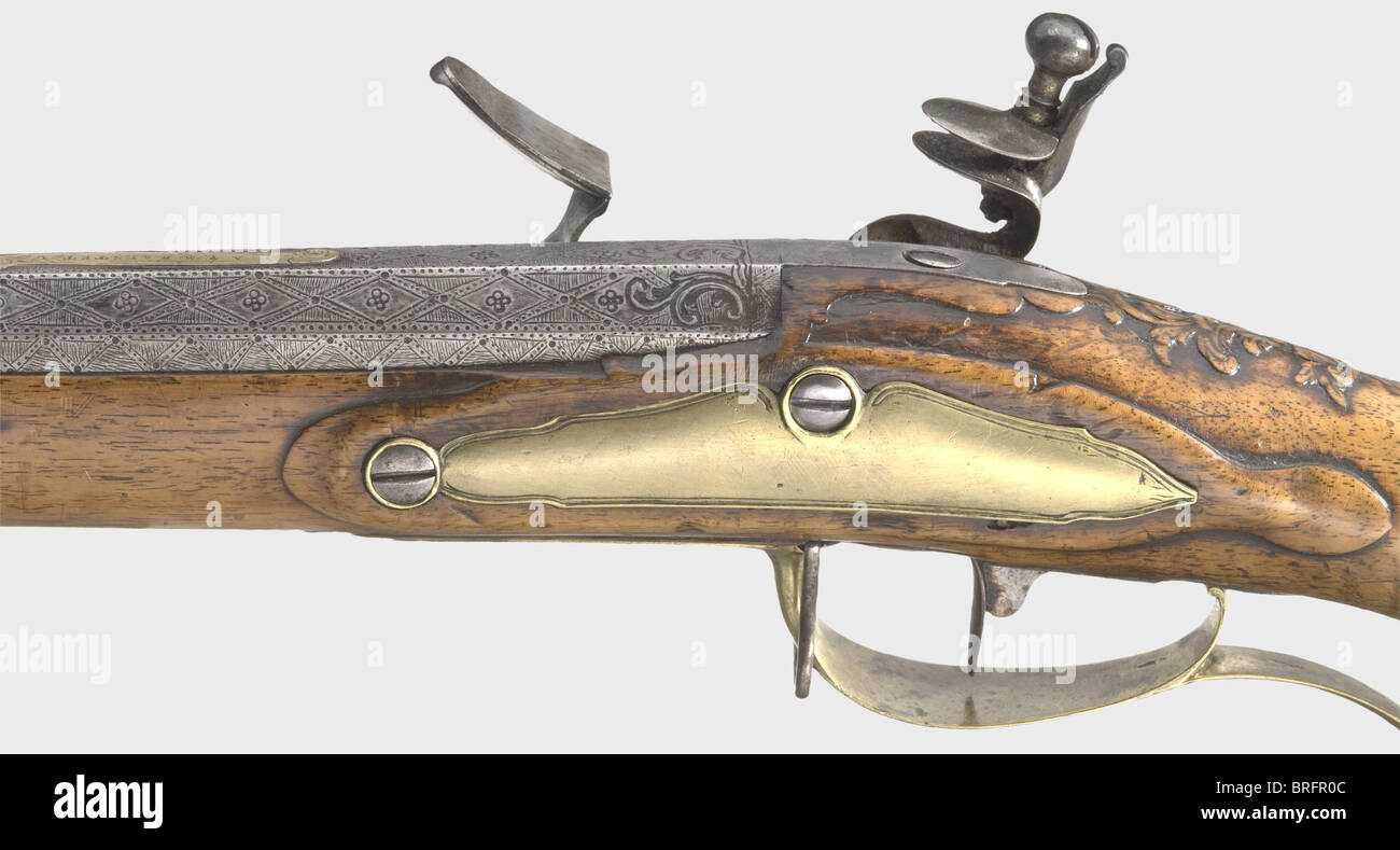 A German flintlock shotgun,circa 1780.Two-stage barrel,octagonal then ...
