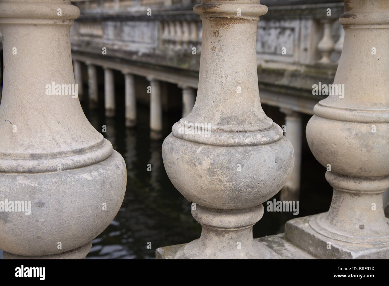 Columns in the Jardins de la Fontaine, Nimes, France Stock Photo