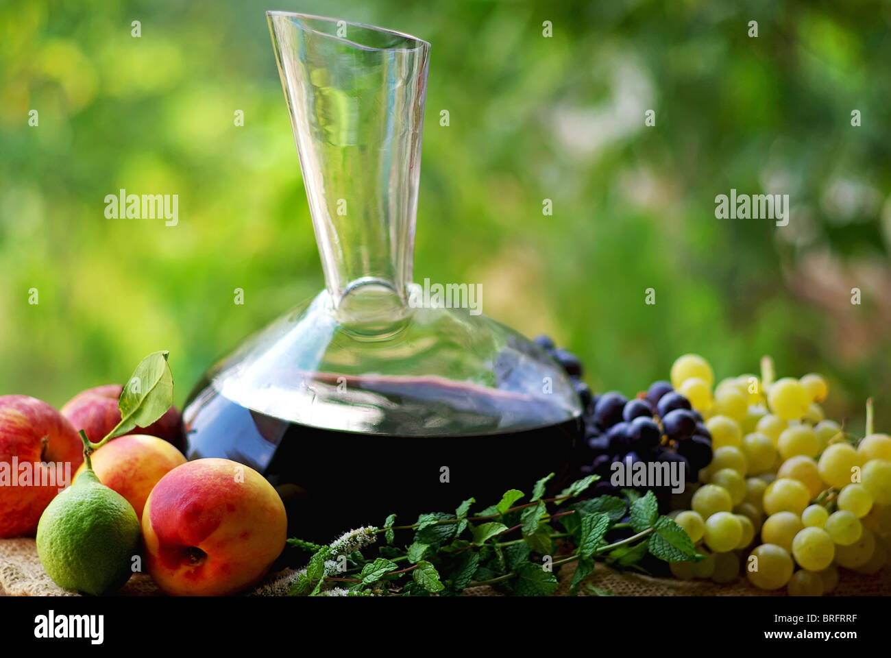 Grapes, fruit and red wine. Stock Photo