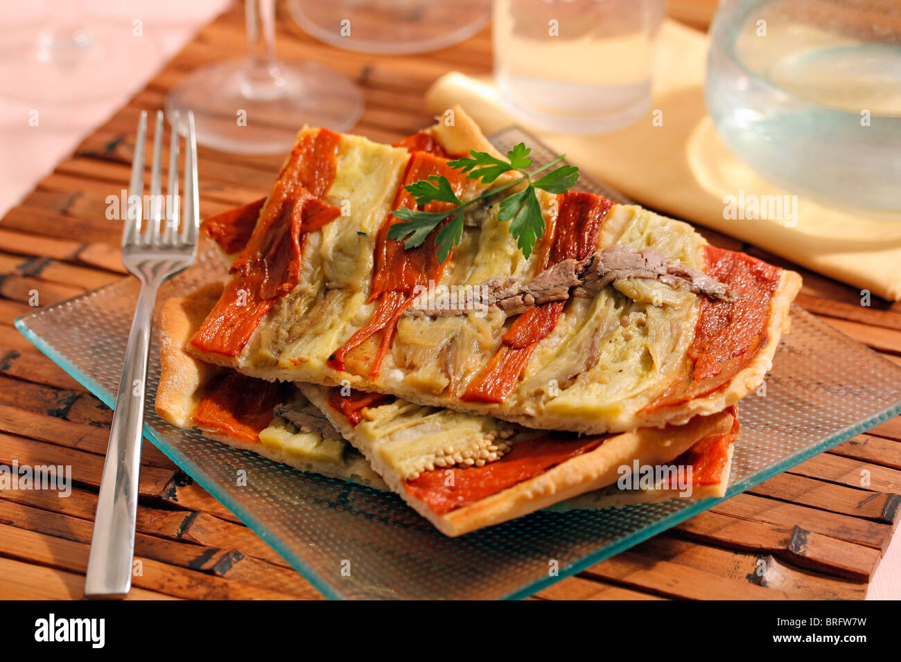 Peppers and anchovies focaccia. Recipe available Stock Photo Alamy