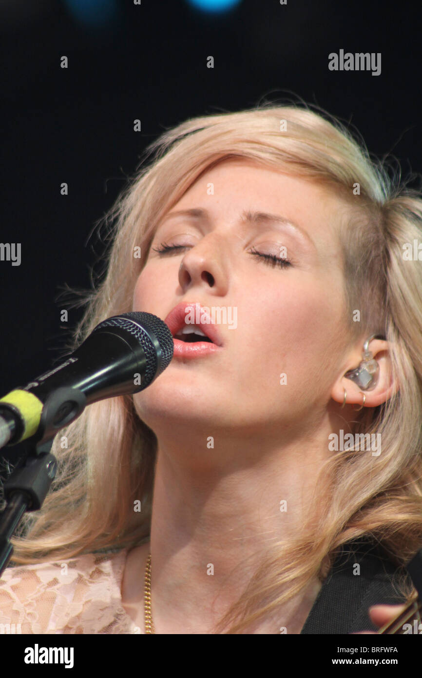 Ellie Goulding the singer performs at Camp Bestival, Dorset, in July 2010 Stock Photo