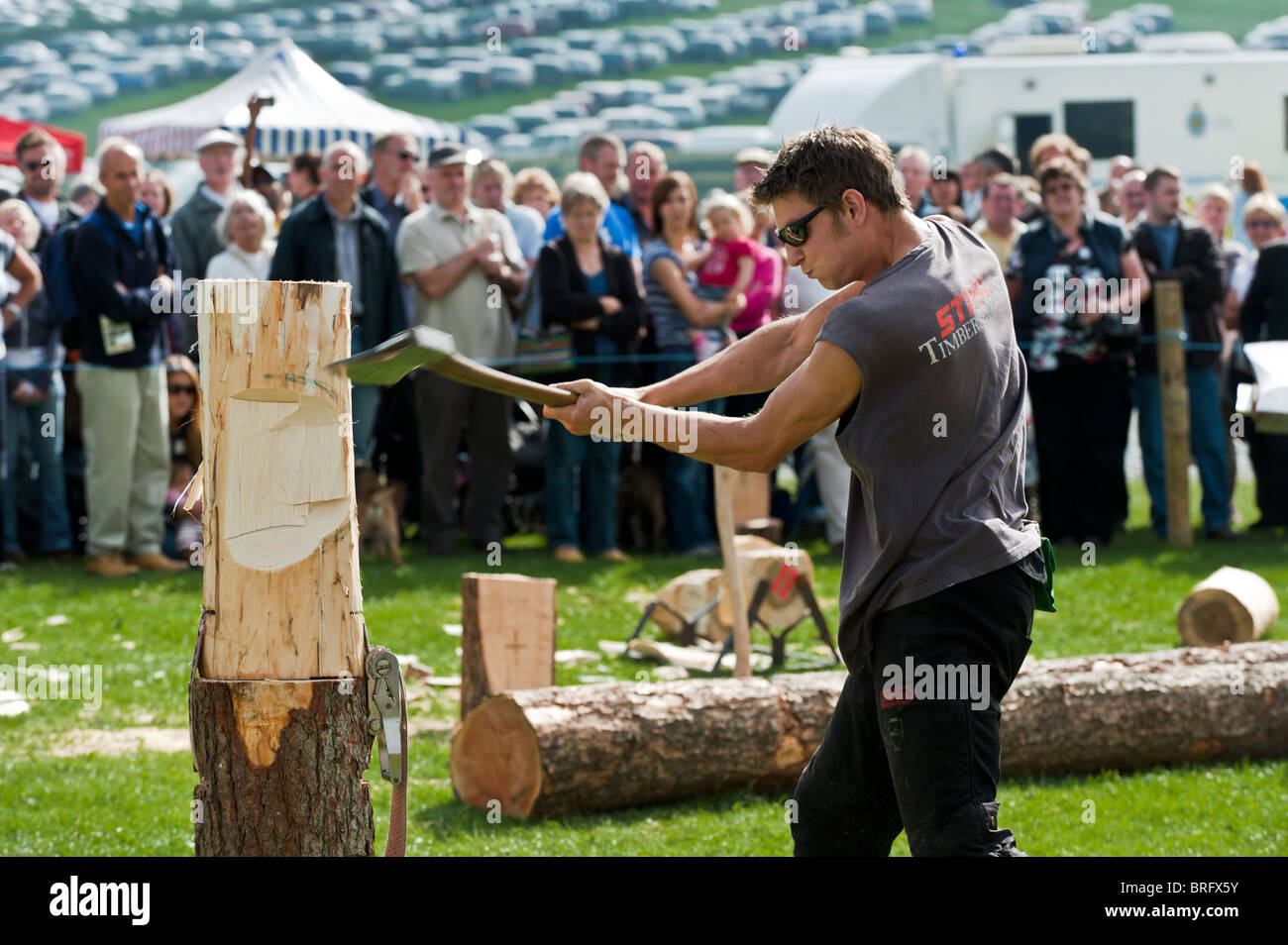 Wood chopping competition. Westmorland Agricultural Show Stock Photo