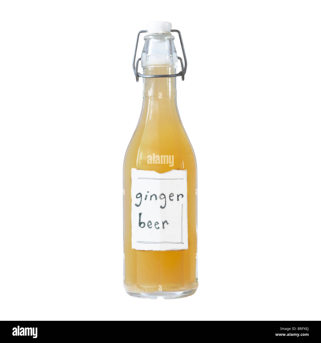 Bottle of home made ginger beer in a pop-top bottle Stock Photo