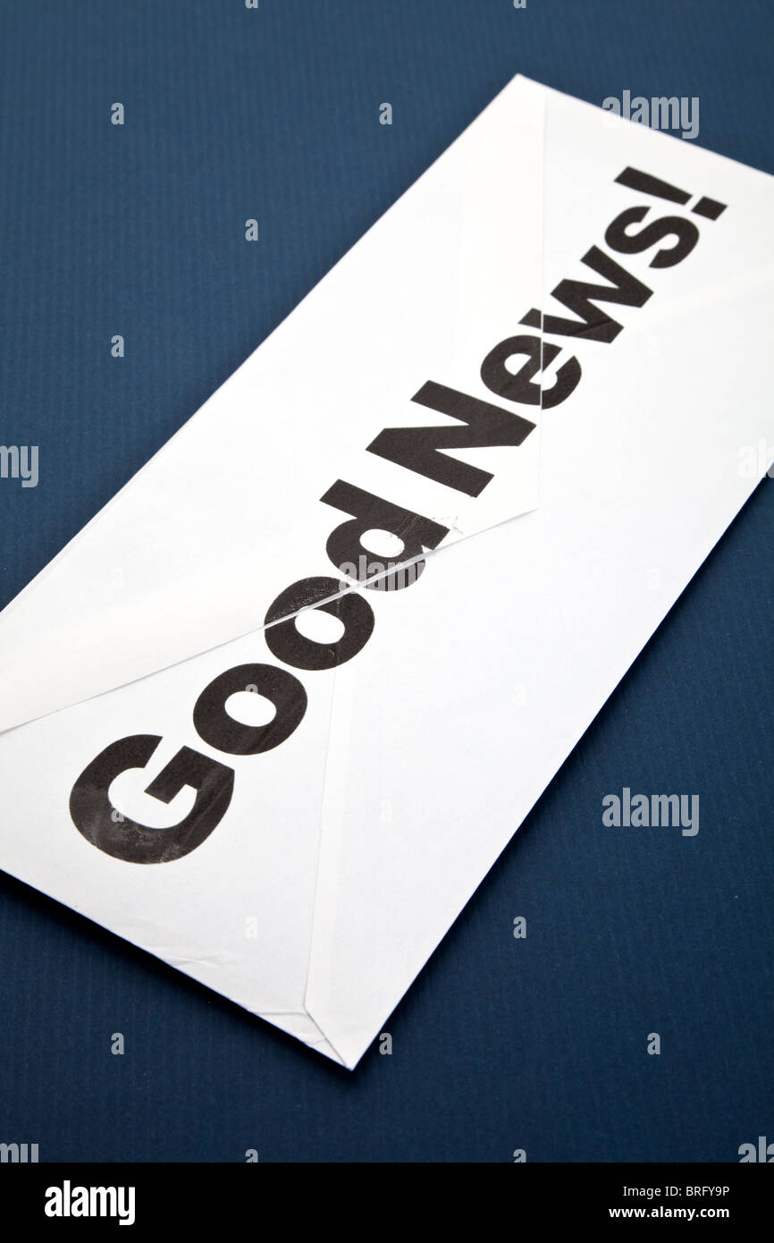 Good News and envelope, concept of success Stock Photo