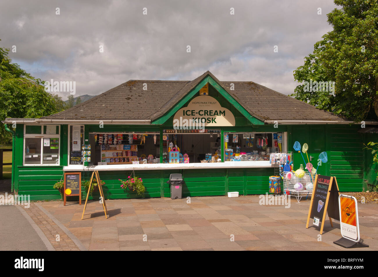 An ice cream kiosk at Derwent water at Keswick , Lake District National