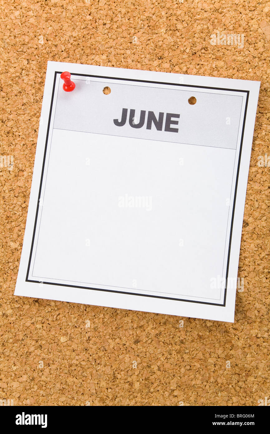 Blank Calendar, June, close up for background Stock Photo - Alamy
