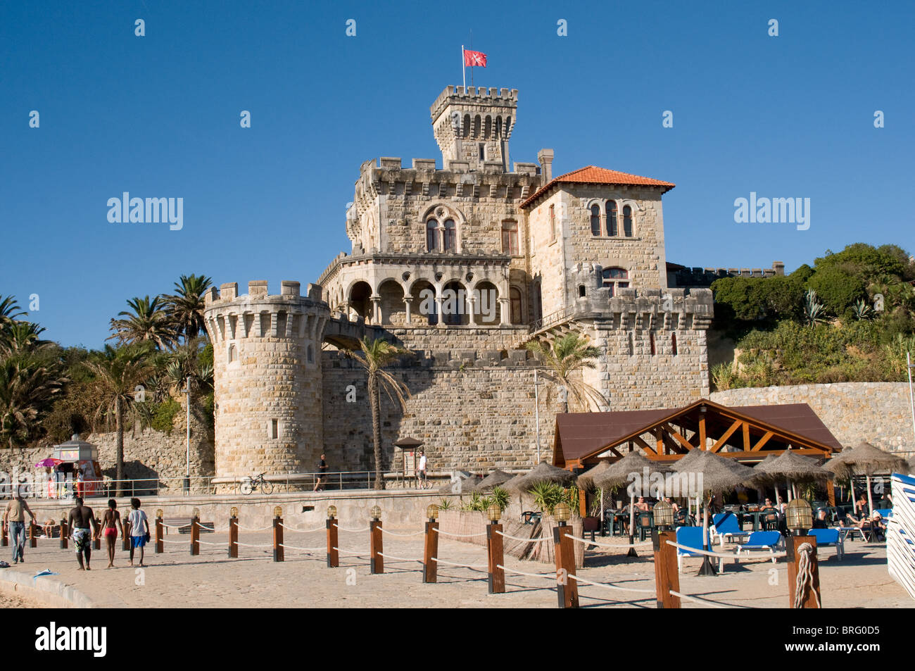 This wonderful castle sits between Tamariz beach and the railway line in Estoril, Portugal Stock Photo