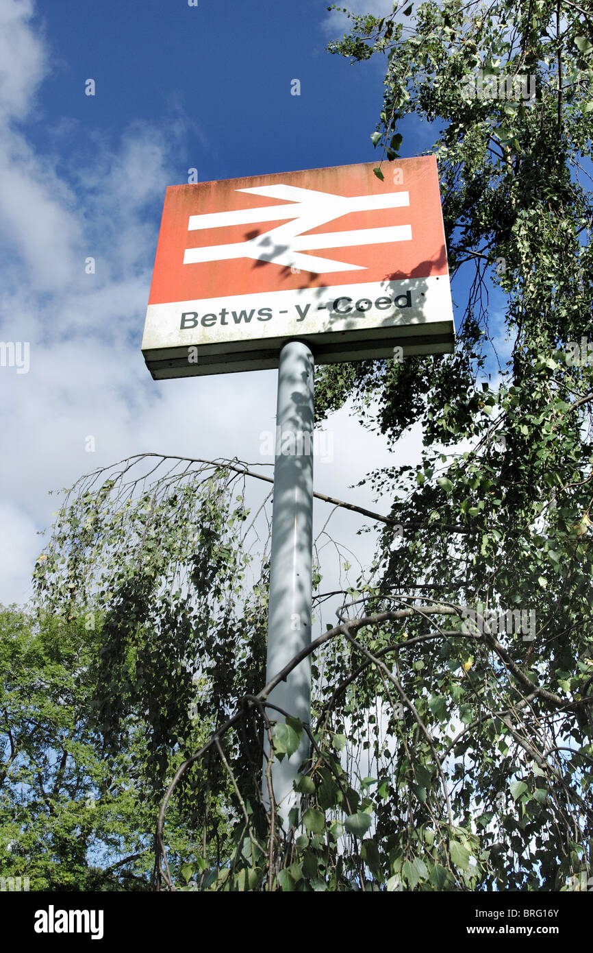 Betws y Coed railway station sign Stock Photo