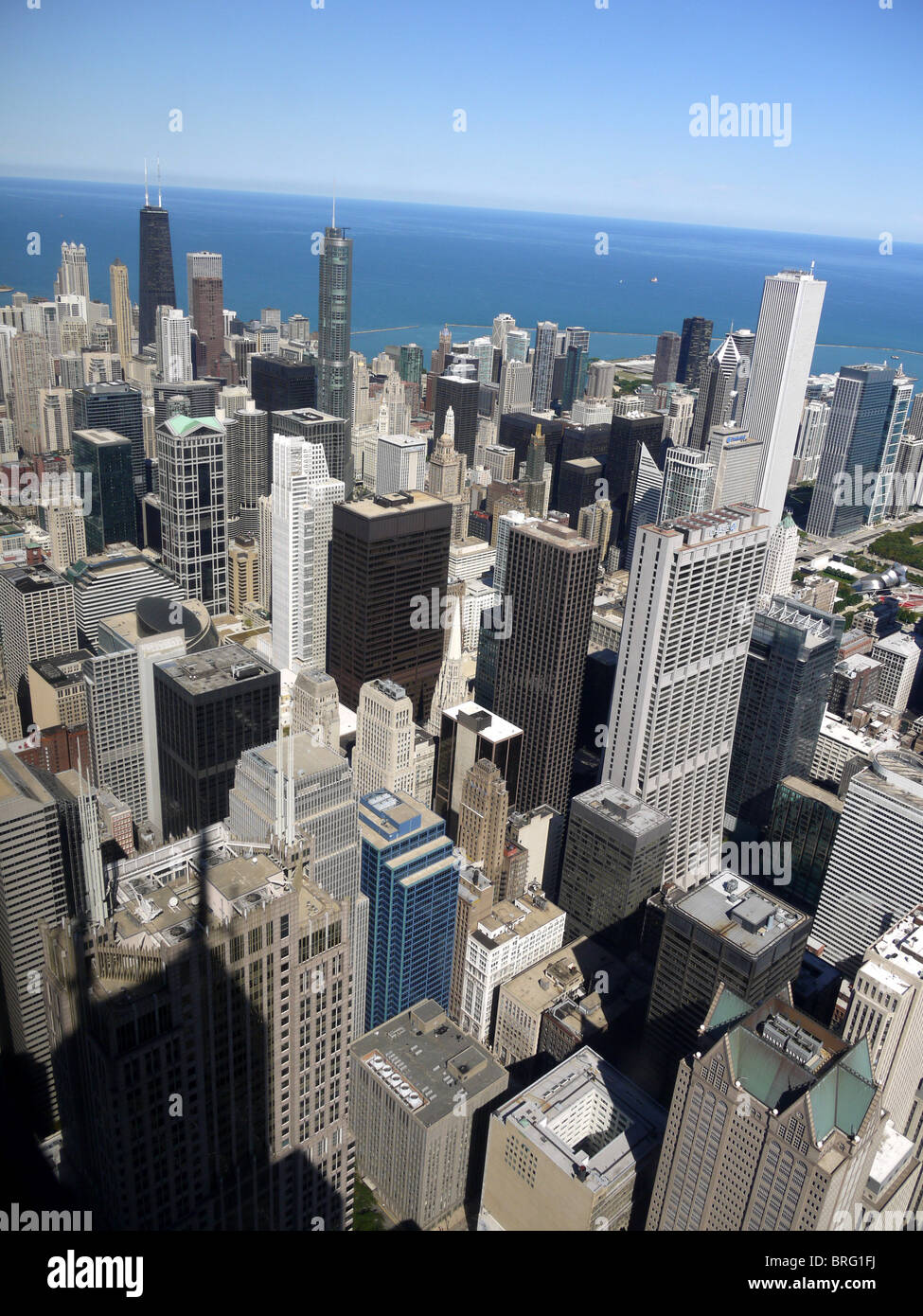 Chicago Aerial view of Skyline from Willis Tower Stock Photo
