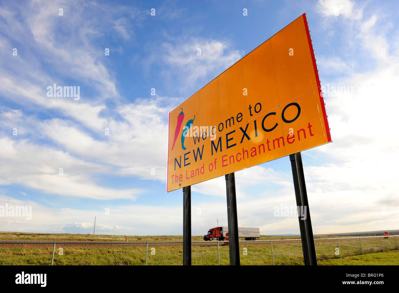 New Mexico State Line Border Sign Stock Photo Alamy