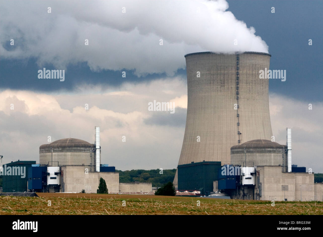The Cattenom Nuclear Power Plant located in the Cattenom commune along the Moselle River in France. Stock Photo